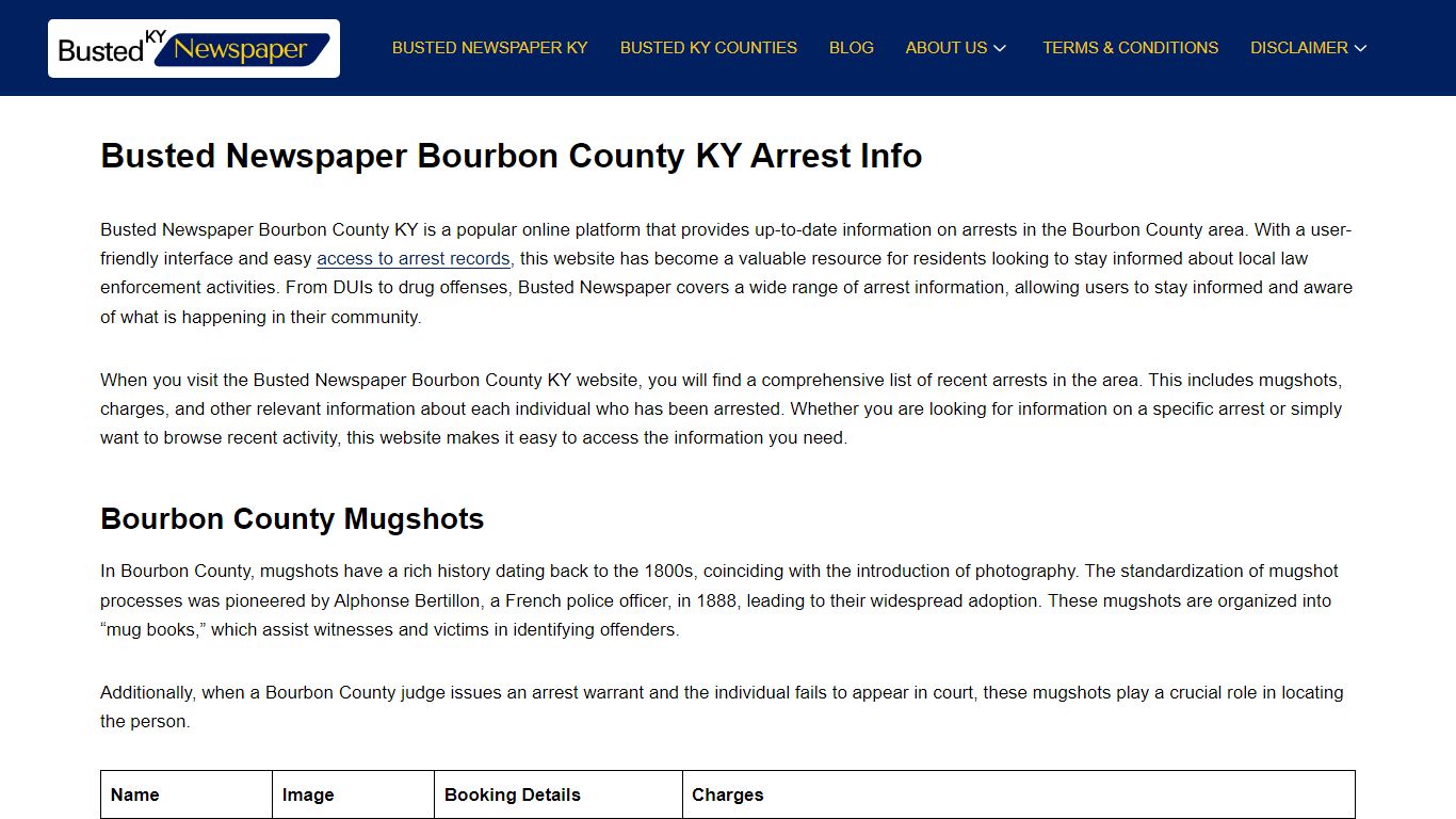 Busted Newspaper Bourbon County KY Arrest Info