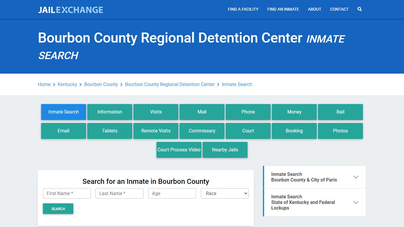 Bourbon County Regional Detention Center Inmate Search