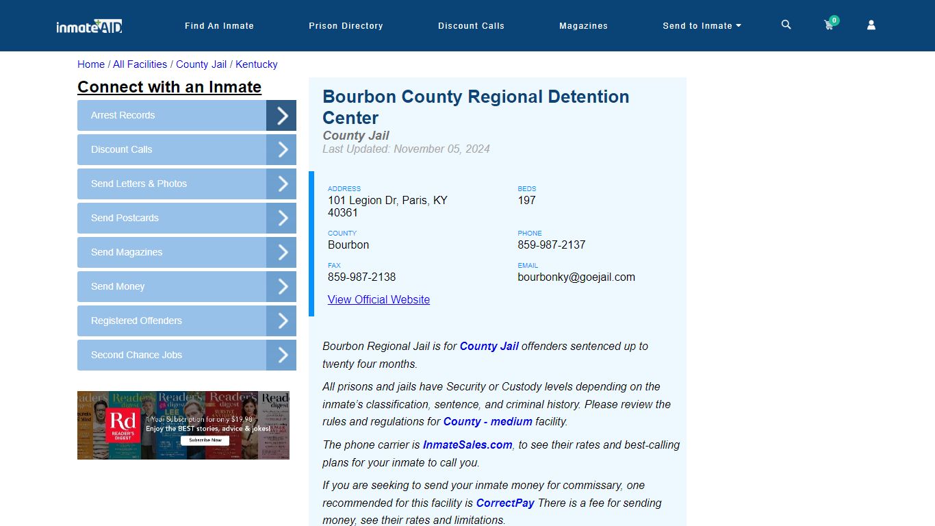 Bourbon County Regional Detention Center - Inmate Locator