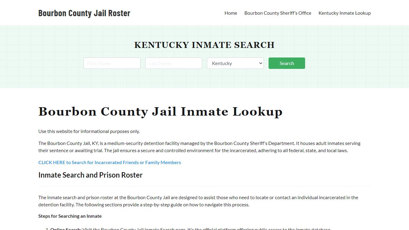 Bourbon County Jail Roster Lookup, KY, Inmate Search